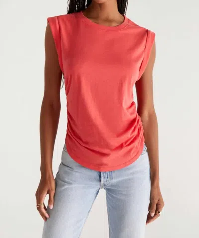 Z Supply Lorelei Shirred Top In Mineral Red In Pink