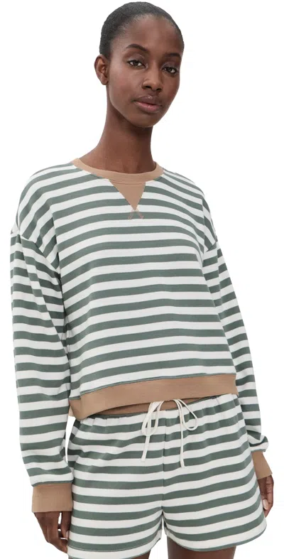 Z Supply Low Key Stripe Sweatshirt Monstera In Multi