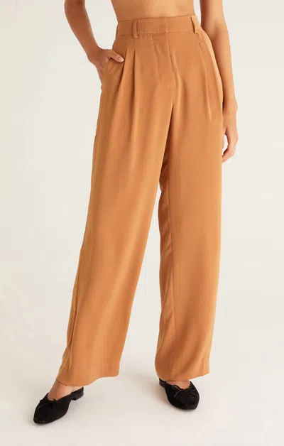 Z Supply Lucy Twill Pant In Camel Brown In Yellow