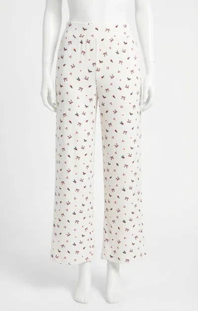 Z Supply Vintage Ditsy Floral Pointelle Pants In White In Multi