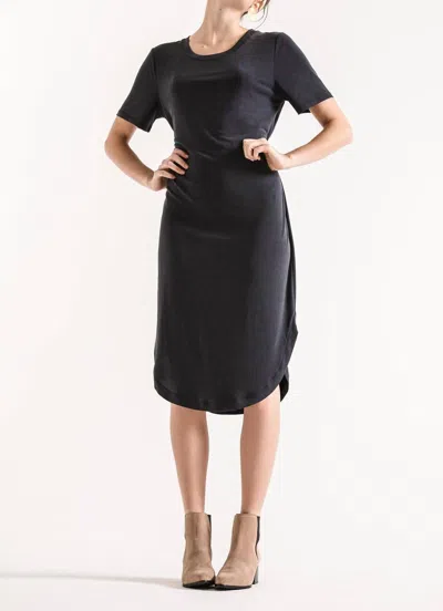 Z Supply Luxe Modal Tie Waist Dress In Black Charcoal In Multi