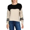 Z Supply Lyndon Beige And Black Color Block Crewneck Pullover Sweater In Beige