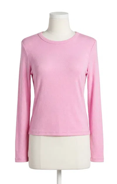 Z Supply Maison Pointelle Long Sleeve Top In Pink Crush