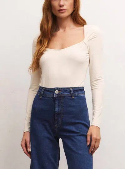 Z Supply Mara Knitted Top In White In Gold