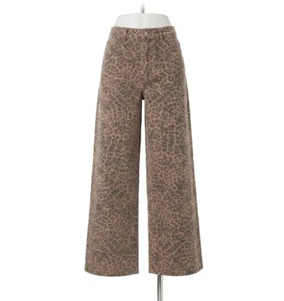 Z Supply Marli Denim Leopard Pant In Desert Tan In Brown