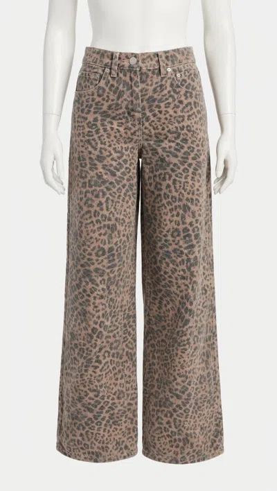 Z Supply Marli Denim Leopard Pant In Desert Tan In Brown
