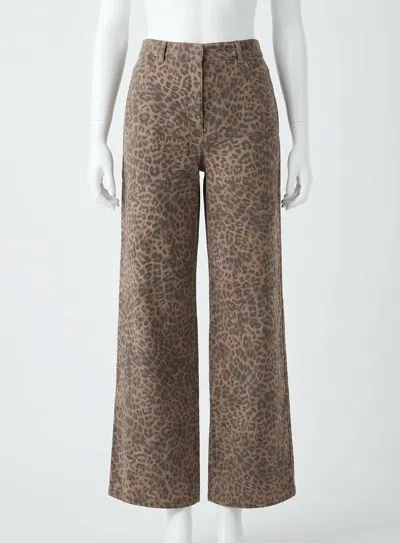 Z Supply Marli Denim Leopard Pants In Desert Tan In Animal Print