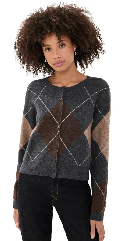 Z Supply Medina Argyle Sweater Cardigan Charcoal Heather In Gray