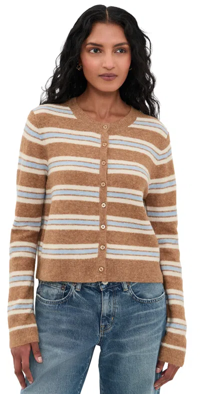 Z Supply Medina Stripe Cardigan Golden Caramel In Multi