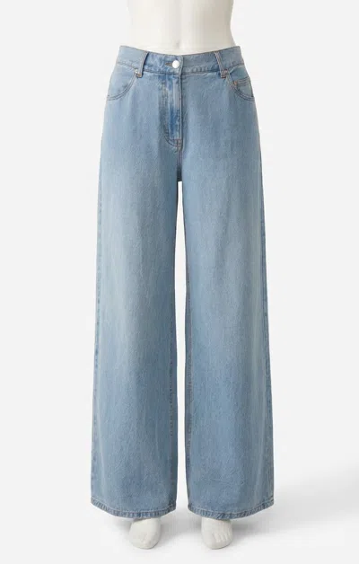 Z Supply Mia Loose Wide Leg Denim Pants In Light Vintage Indigo In Blue