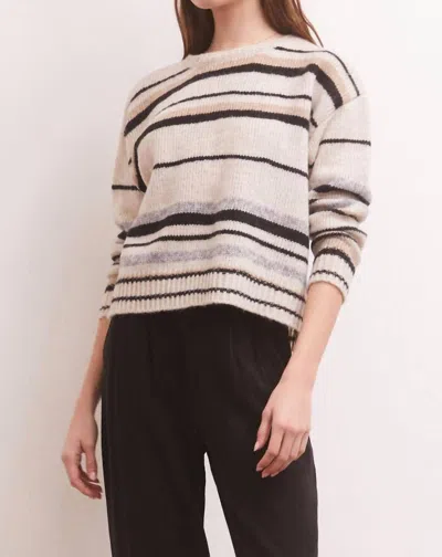 Z Supply Middlefield Stripe Sweater In Oatmeal In White