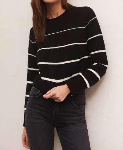 Z Supply Milan Stripe Sweater In Black