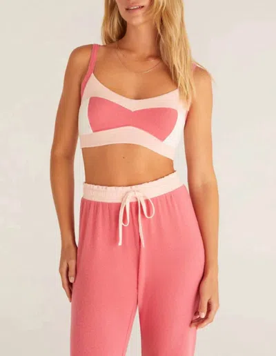 Z Supply Mix Color Tank Bra In Pink Candy