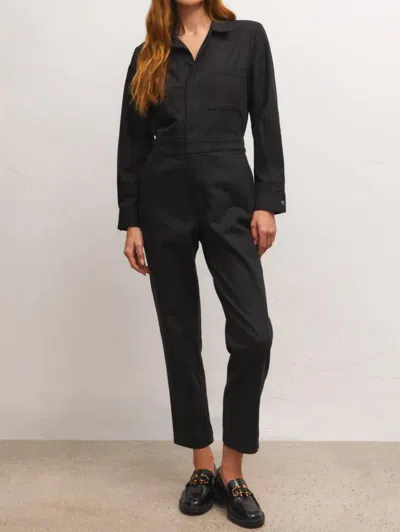 Z Supply Monday Cotton Twill Jumpsuit In Black