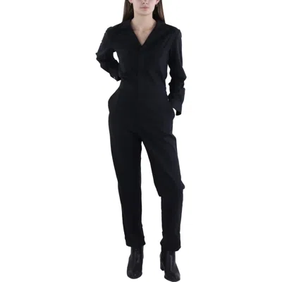 Z Supply Monday Womens Woven Long Sleeves Jumpsuit In Black