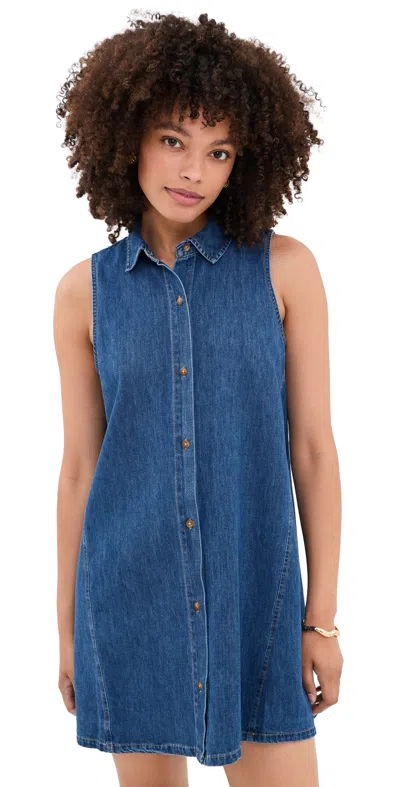 Z Supply New Day Denim Dress Deep Water In Blue