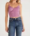 Z SUPPLY NORA RUCHED TANK IN ORCHID