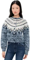 Z Supply North Sea Fair Isle Cardigan Blue Velvet Heather In Blue