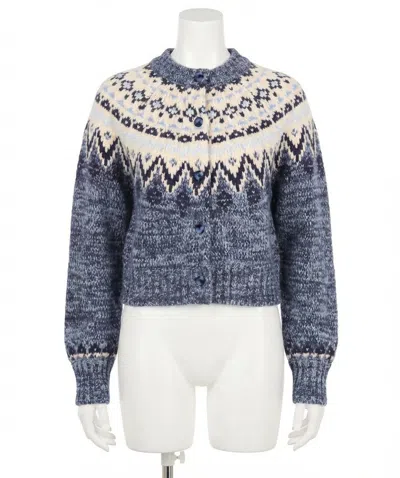 Z Supply North Sea Fair Isle Cardigan In Blue Velvet Heather