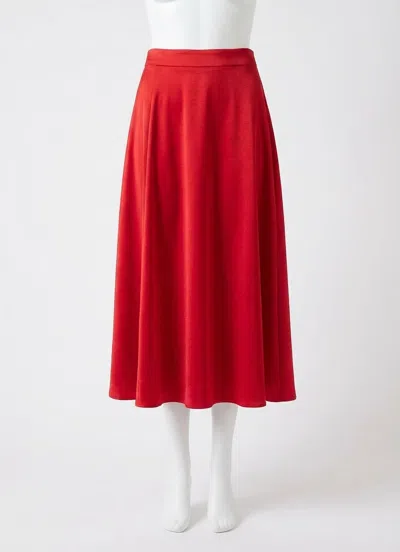 Z Supply Northpointe Satin Midi Skirt In Festive Red