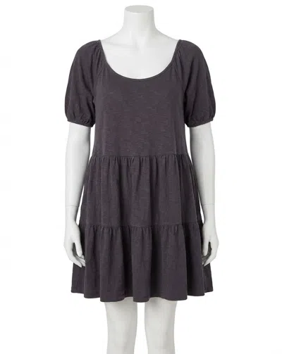 Z Supply Ocean Tiered Slub Mini Dress In Shadow In Black