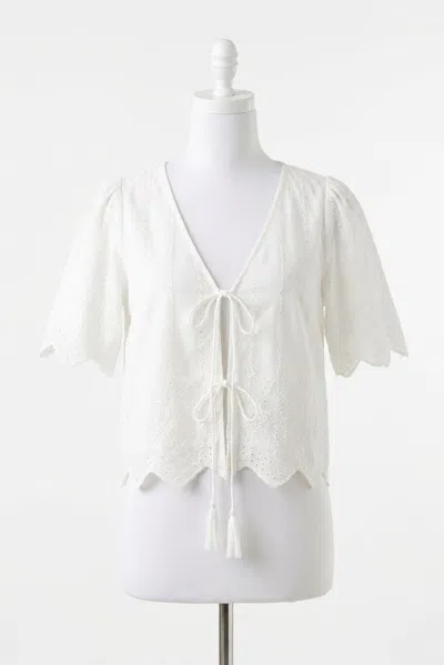 Z Supply Oceanside Embroidered Top In White