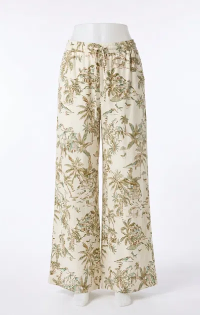Z Supply Overlook Tiki Tide Linen Pants In Island Coconut In Multi