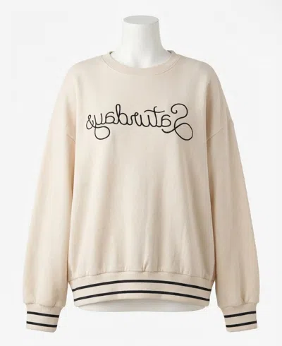 Z Supply Oversized Saturdays Sweatshirt In Beige In White