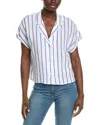 Z Supply Parallel Button Down Linen-blend Top In Blue