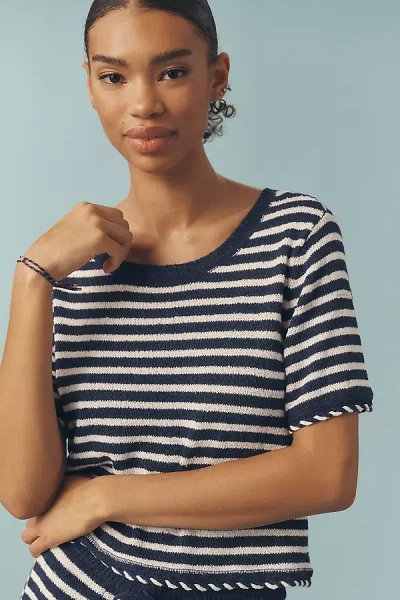 Z Supply Patton Short-sleeve Sweater In Blue