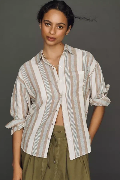 Z Supply Perfect Striped Long-sleeve Buttondown Shirt In Multi