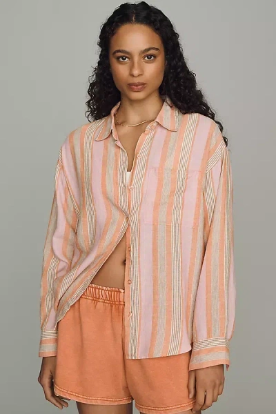 Z Supply Perfect Striped Long-sleeve Buttondown Shirt In Multi
