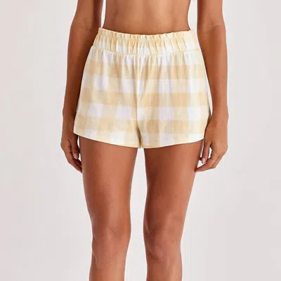 Z Supply Sunny Check Shorts In Patterned In Yellow