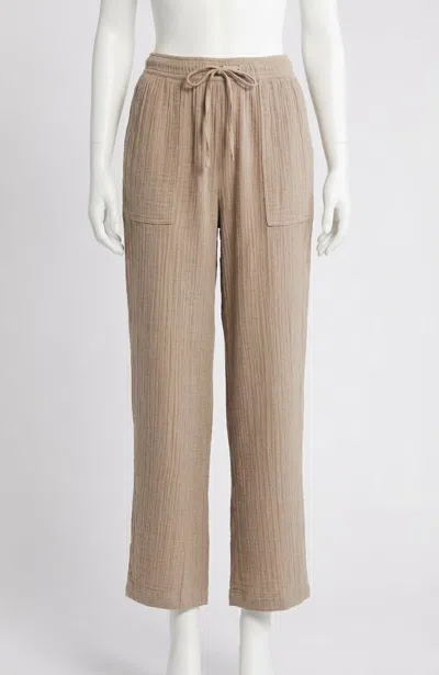 Z Supply Plaza Airy Gauze Ankle Pant In Iced Coffee In Gold