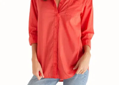 Z Supply Poolside Button Up Shirt In Firecracker In Orange