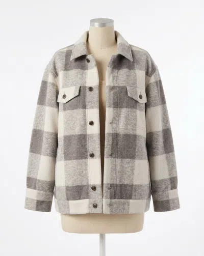 Z Supply Preston Knit Plaid Jacket In Slate Grey In Gray