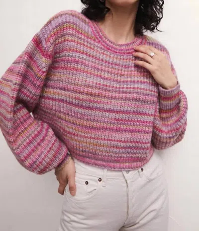 Z Supply Prism Metallic Stripe Sweater In Magenta Punch In Multi