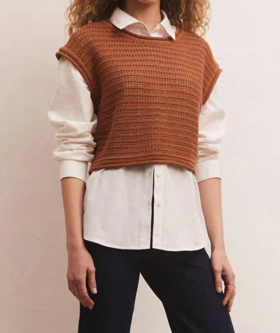 Z Supply Quincey Sweater Top In Chestnut In Brown