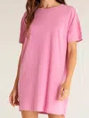 Z SUPPLY RELAXED T-SHIRT DRESS IN ORCHID PINK