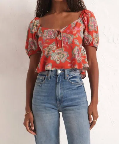 Z Supply Renelle Floral Top In Tango In Multi