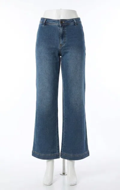 Z Supply Rilynn Wide Leg Denim Trouser In Vintage Indigo In Blue