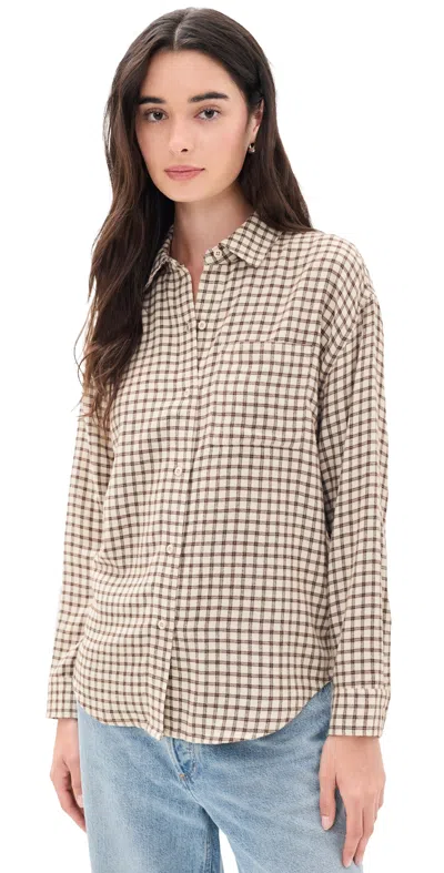 Z Supply River Plaid Button Up Dark Chocolate In Multi