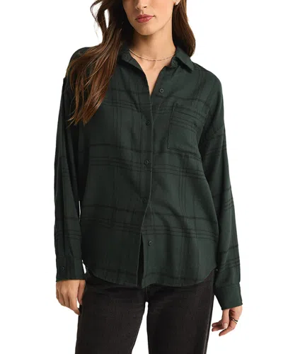 Z Supply River Plaid Button Up Top In Green