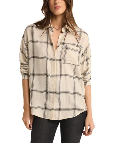 Z Supply River Plaid Button Up Top In Neutral