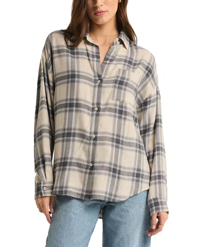 Z Supply River Plaid Button Up Top In Neutral