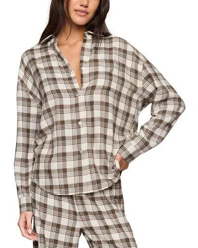 Z Supply River Printed Button Up Shirt In Brown
