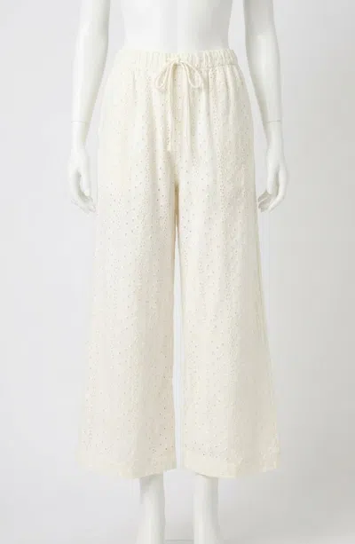 Z Supply Romi Knit Eyelet Pants In White In Brown