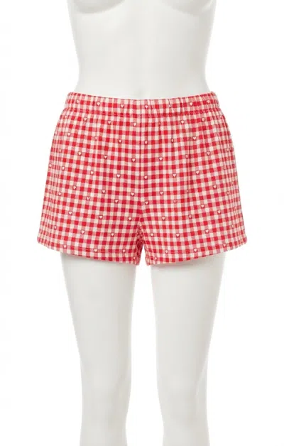 Z Supply Rosie Gingham Short In Kiss Me Red In Multi