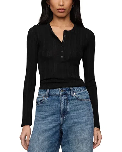 Z Supply Rowena Fine Knit Henley Sweater In Black