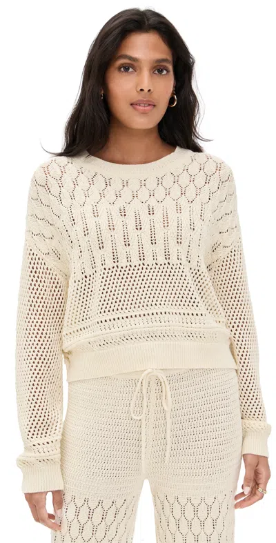 Z Supply Rue Crochet Sweater Sea Salt In Gray